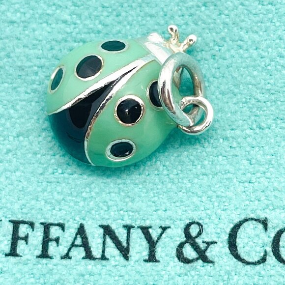 HALLMARK FADED - Tiffany & Co Blue Enamel Ladybug Charm Sterling Silver - Picture 9 of 14
